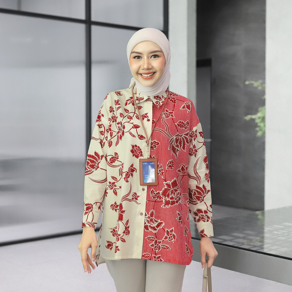 PARAMITA Oversized Shirt Batik Wanita Modern Batik Kerja Kantor Wanita