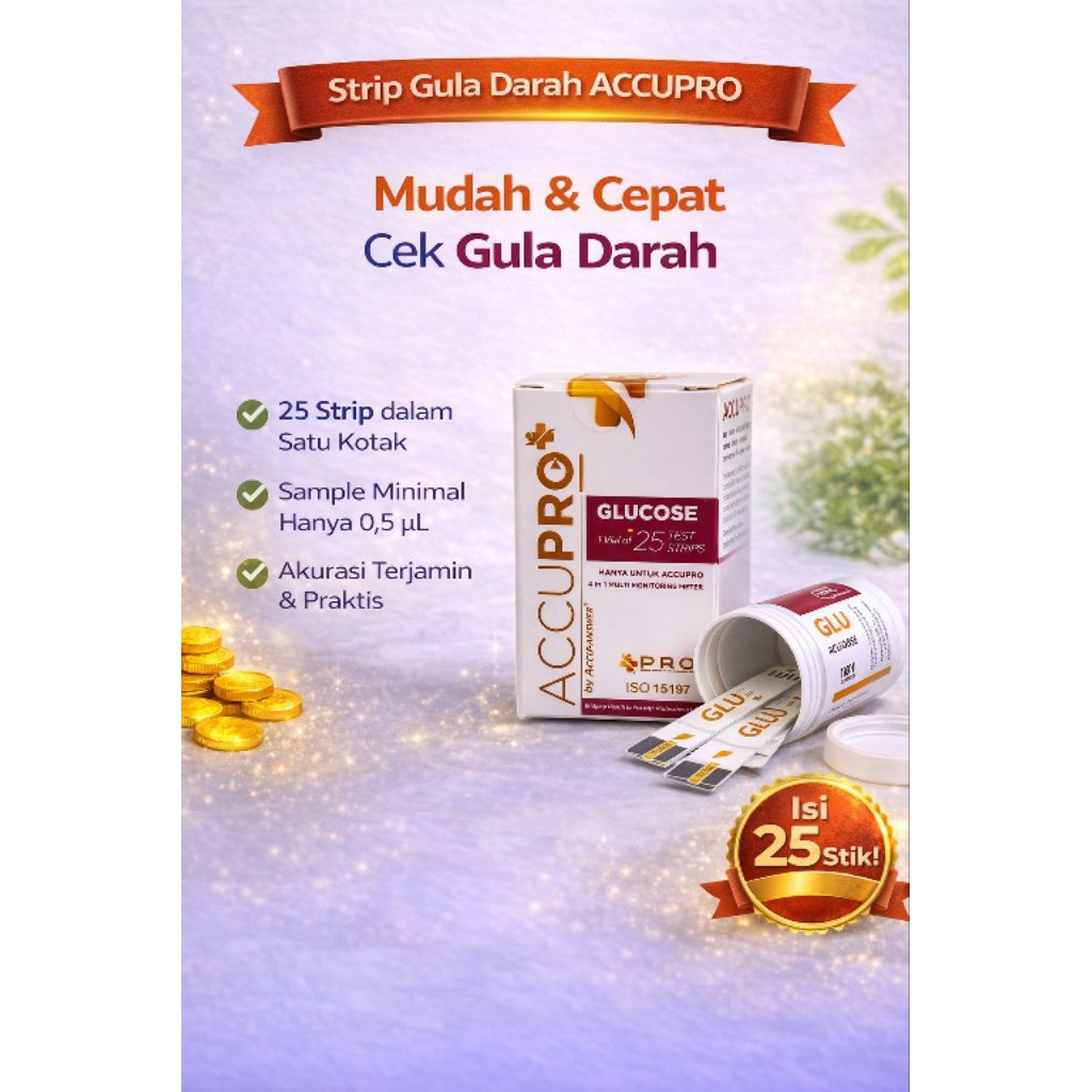Strip Cek Gula Darah Accupro isi 25stik/Strip Gula Darah murah/Strip Accupro