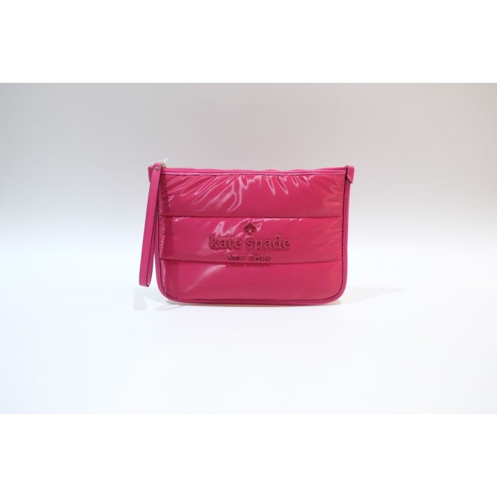 New Kate Spade Ella Poofy Nylon Pouch PINK FUSCHIA Authentic by Ready Then Sold