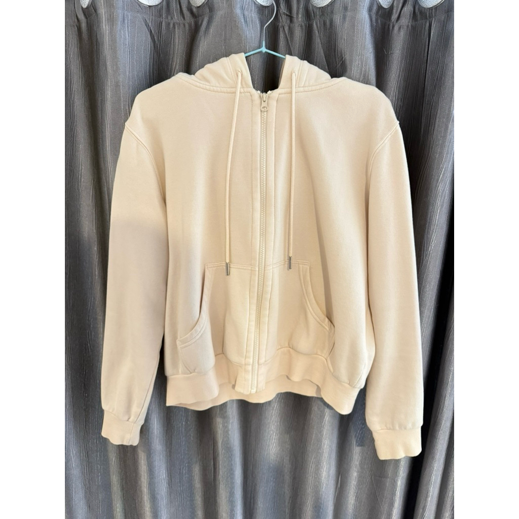 jaket hoodie wanita cream