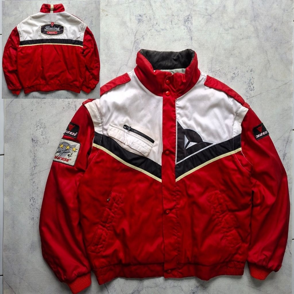 Motor Racing Jaket Vintage Dainese 80s Eddie Lawson Racing Replica (RedWhite)