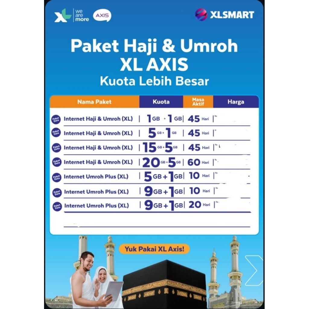 PAKET DATA PROMO ROAMING HAJI DAN UMROH AXIS BISA REQUEST KEBERANGKATAN