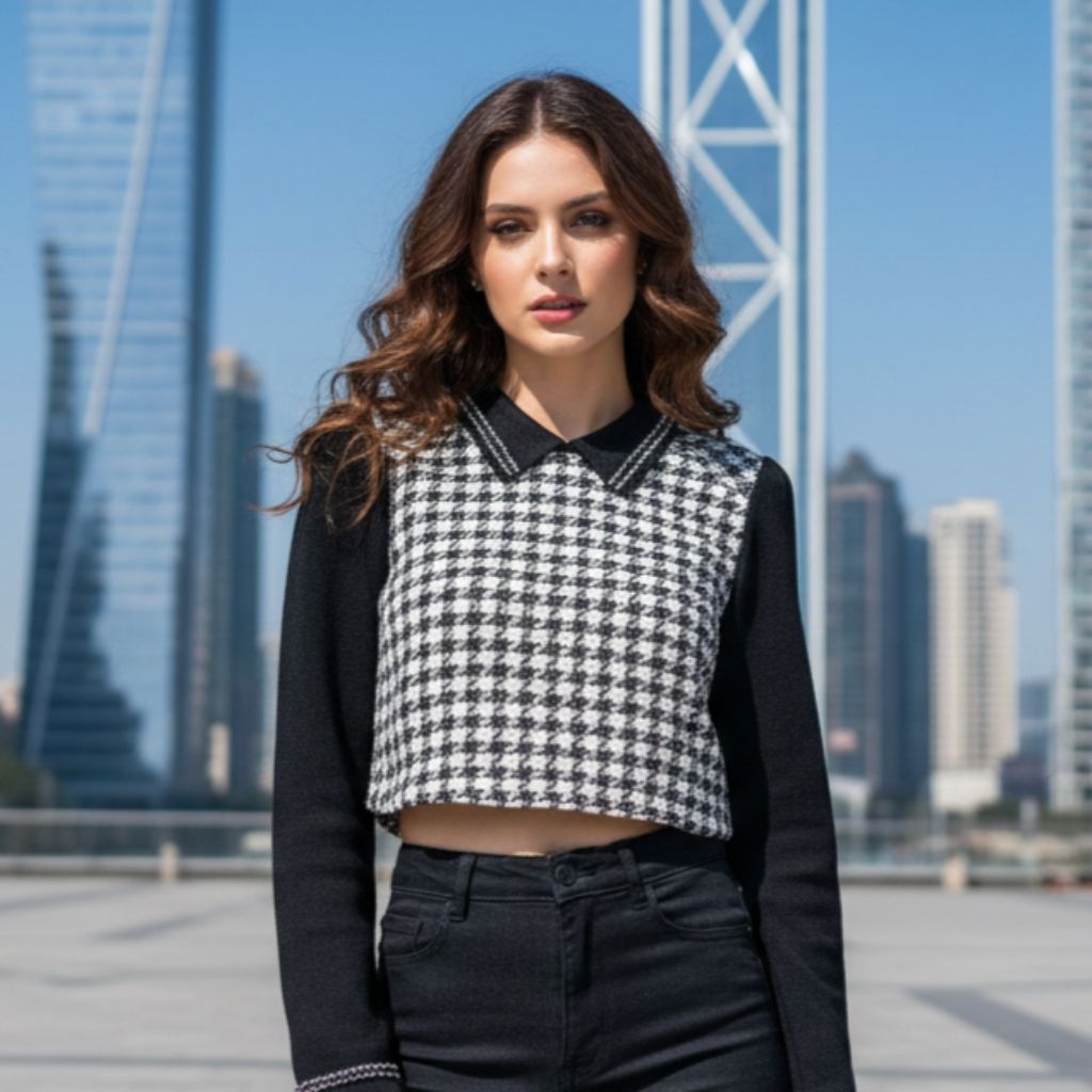 BL0148 BLOUSE TWEED KOREA BRAND ROEM LD 90 SALE RAMADAN PROMO FYP VIRAL