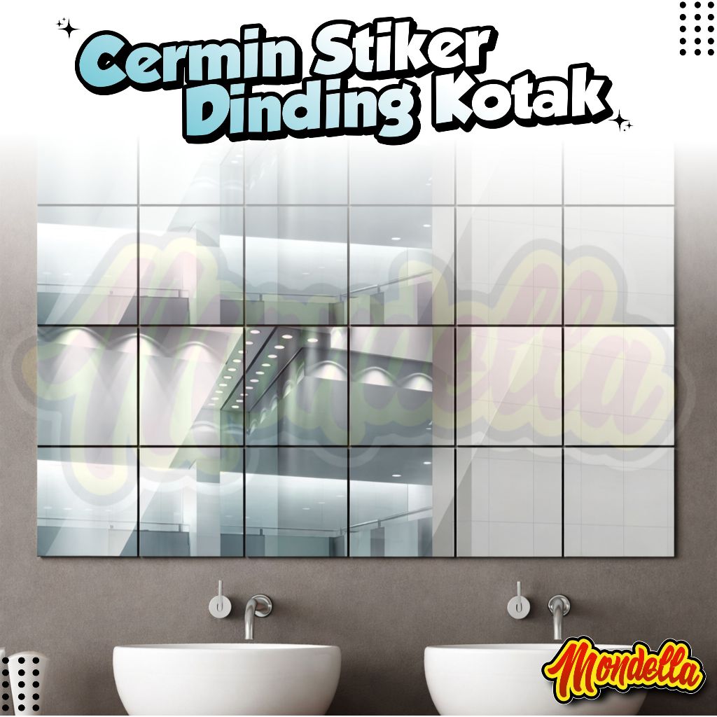 Cermin Stiker Dinding Sticker Kaca Film Wall Wallpaper Mirror Dekorasi Cermin Kotak Serbaguna MONDEL