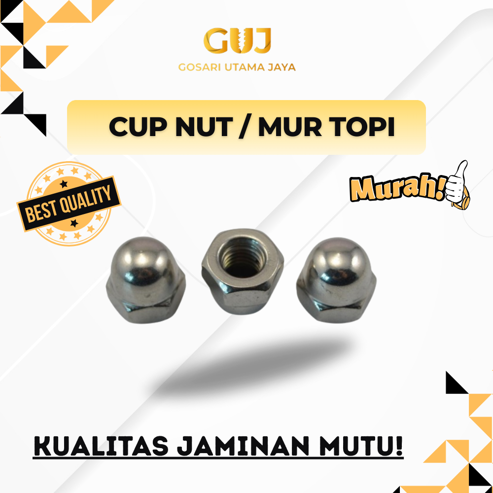MUR TOPI M4/CAP NUT 4MM/CUP NUT M4 PITCH 0,7 KUNCI 7 / CHROMED NICKEL