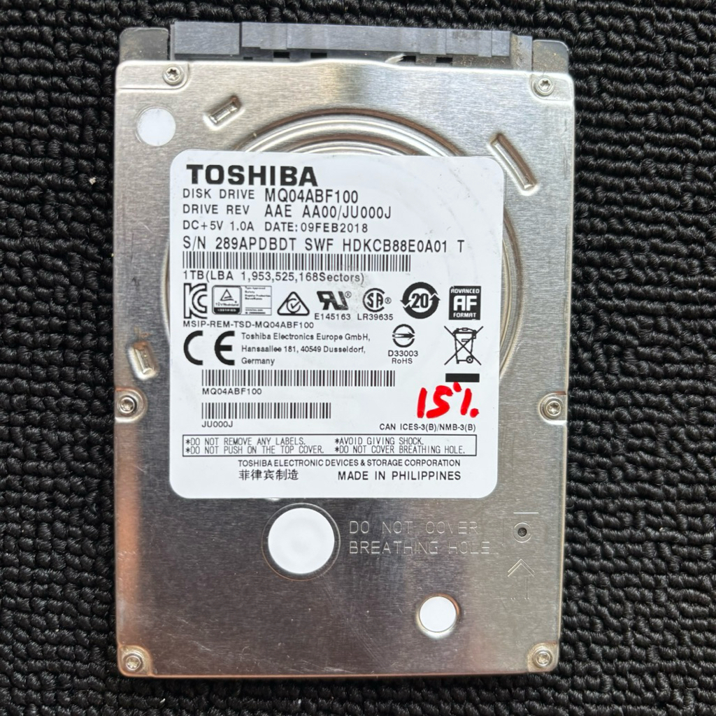 HARDDISK LAPTOP TOSHIBA 1TB SENTINEL 15% RUSAK
