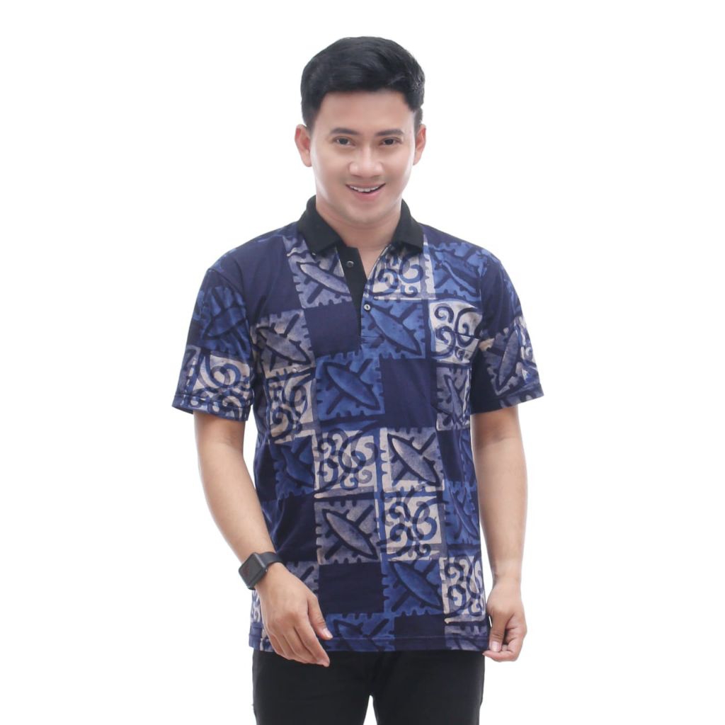 Kaos Kerah Polo Katun Batik Cap Coklatan Ada Kantong Kaos Kerah Dewasa Jumbo Unisex Bisa Bayar Ditem