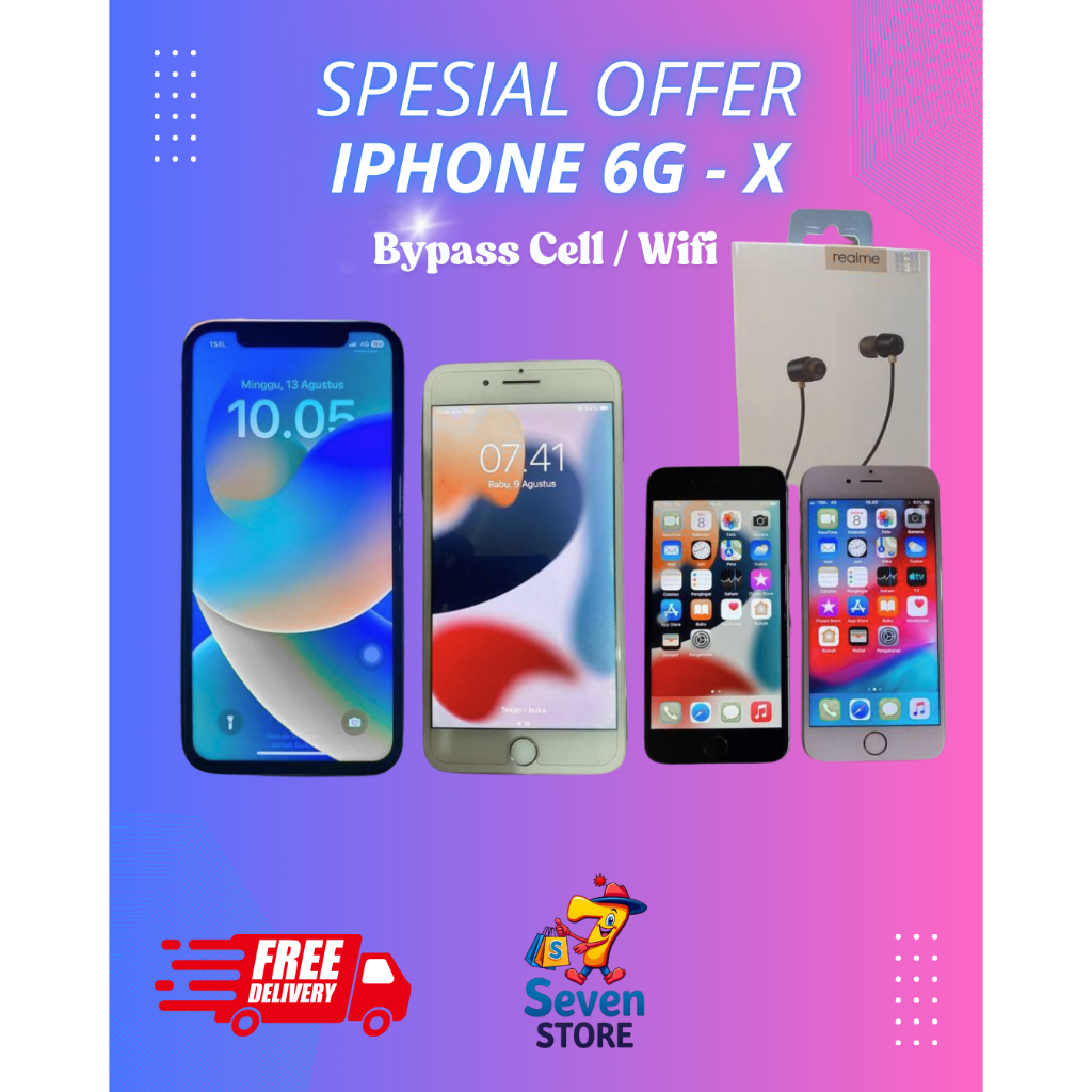 iphone 6g,6s,7g,7plus,8g dan 8 plus / Iphone X Bypass Cell LTE 4G / Wifi Only Second murah