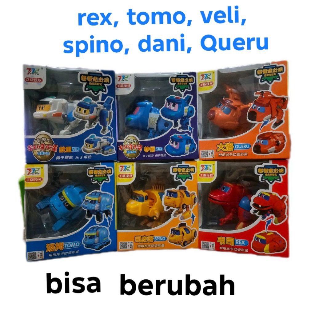 mainan go dino robot gogo dino robot transfoms rex tomo locky ping veli queru dani spino