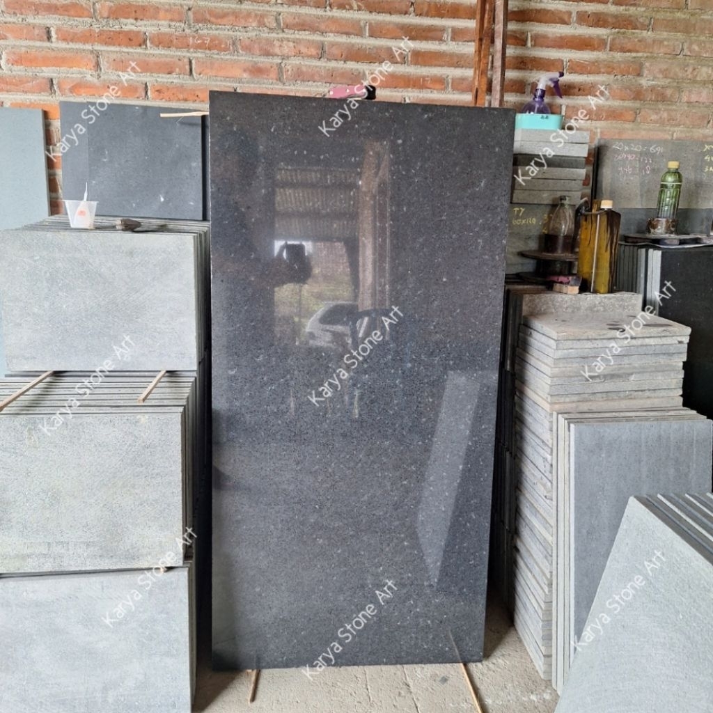 Lantai Batu Granit Hitam 60x120cm | Andesit Polish Glossy