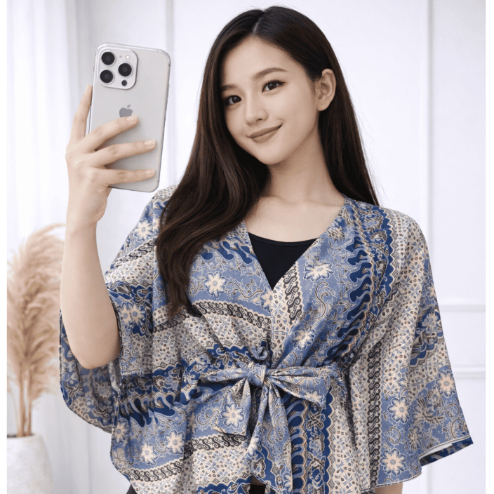 Outer batik kebaya modern model lengan batwing baju kondangan wanita modern 2026