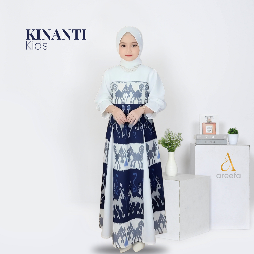 Areefa - KINANTI Dress Gamis Kids Anak Perempuan Tenun Etnik Kombinasi Katun Premium Bayi Balita