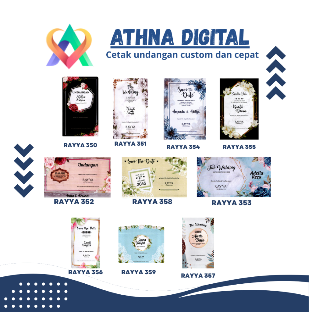 Athna Digital - CETAK UNDANGAN NIKAH RAYA | FREE VIDEO UNDANGAN DIGITAL (Min. 300 pcs)