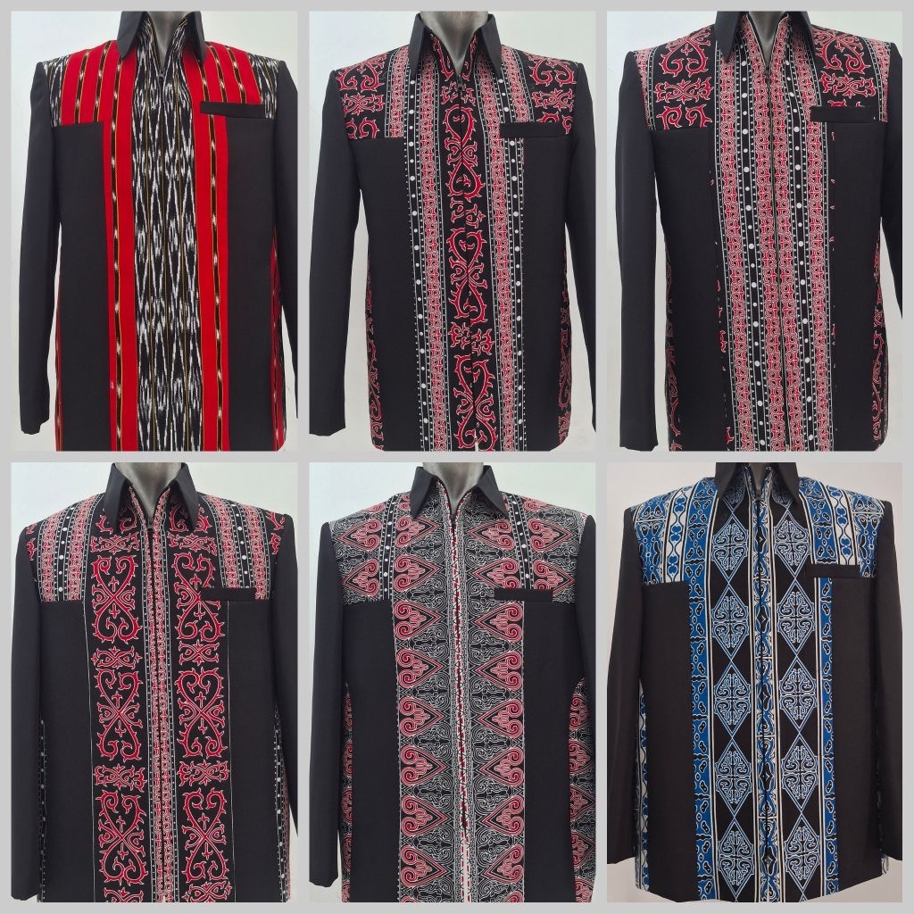 Jas jaket ulos Sumatera / Jas jaket motif ulos / Jas semi jaket ulos kombinasi hitam
