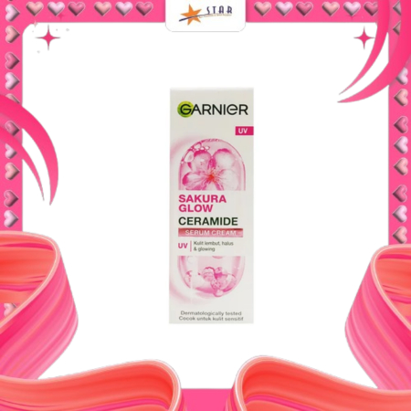 * STAR * Garnier Sakura Glow Hyaluron Serum Cream UV 20gr Pelembab Wajah (kemasan baru)
