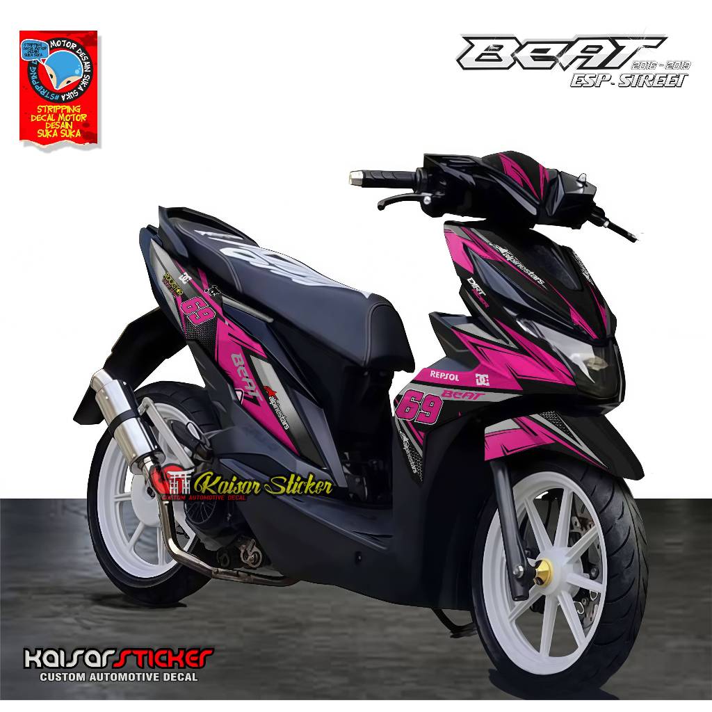 Decal Stiker Motor Full Body Beat Street - Esp Pink Grafis