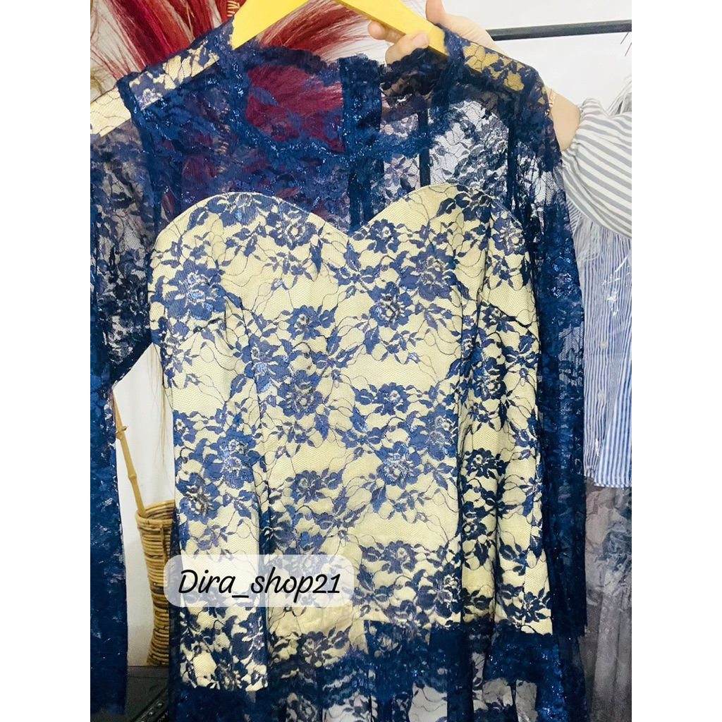 Atasan Kebaya Brokat Biru - Preloved