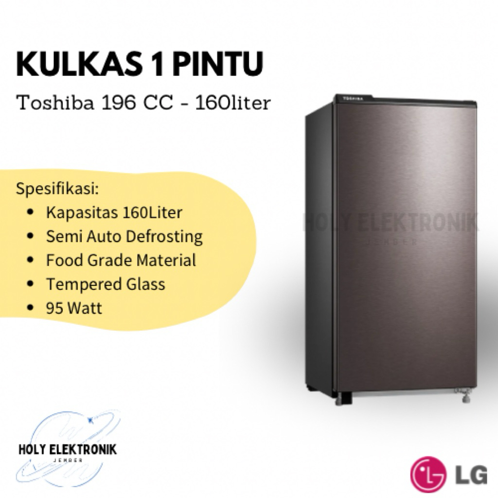 Kulkas 1 Pintu Toshiba 196 CC / 196CC 160 Liter
