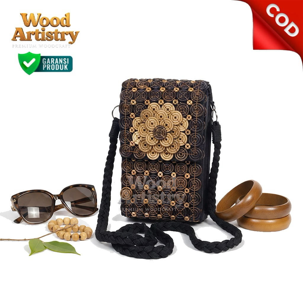 Tas Batok Kelapa Mini Selempang Wanita - Tas HP & Dompet Unik Etnik Tradisional