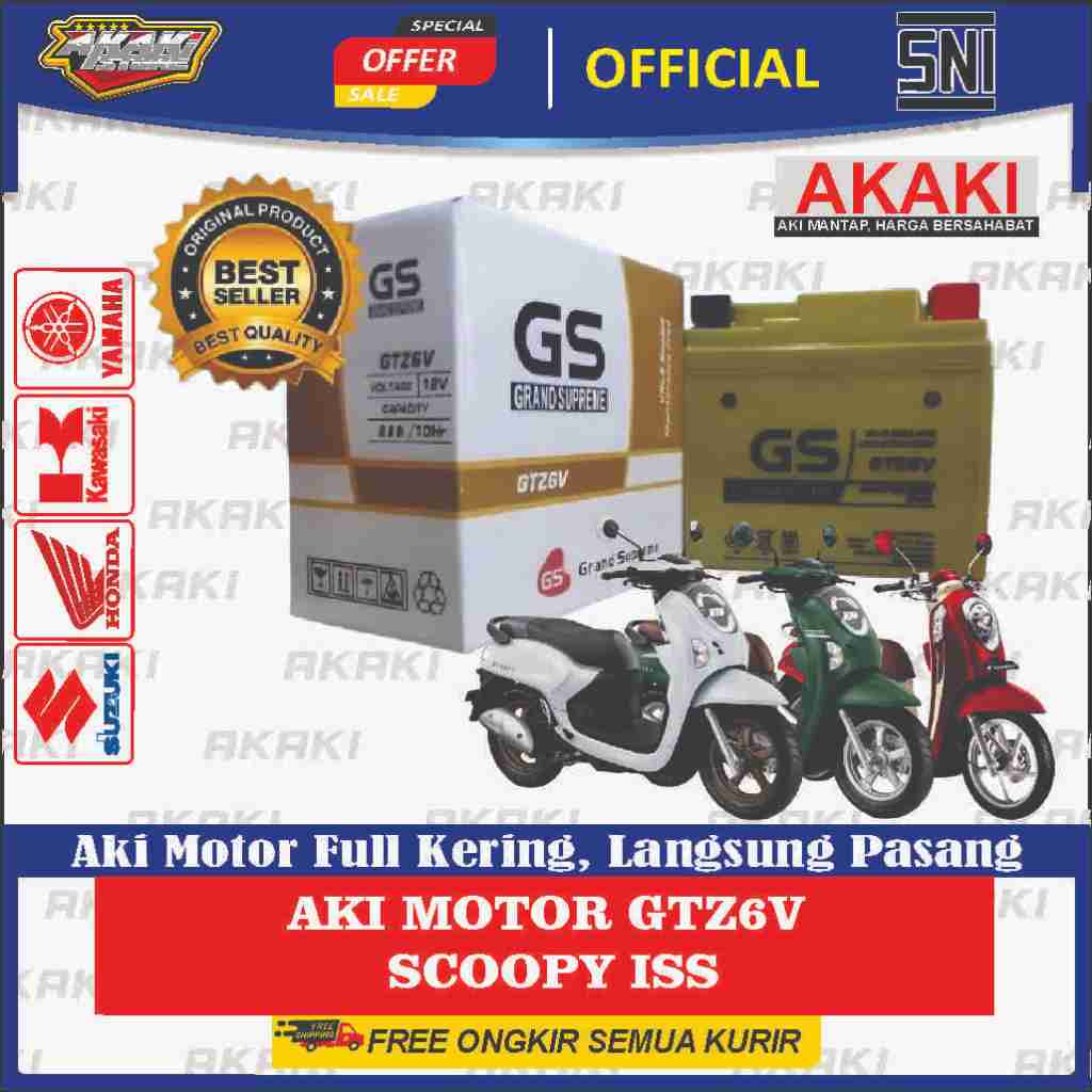 AKI MOTOR GTZ6V SCOOPY ISS ACCU MOTOR AKI SCOOPY