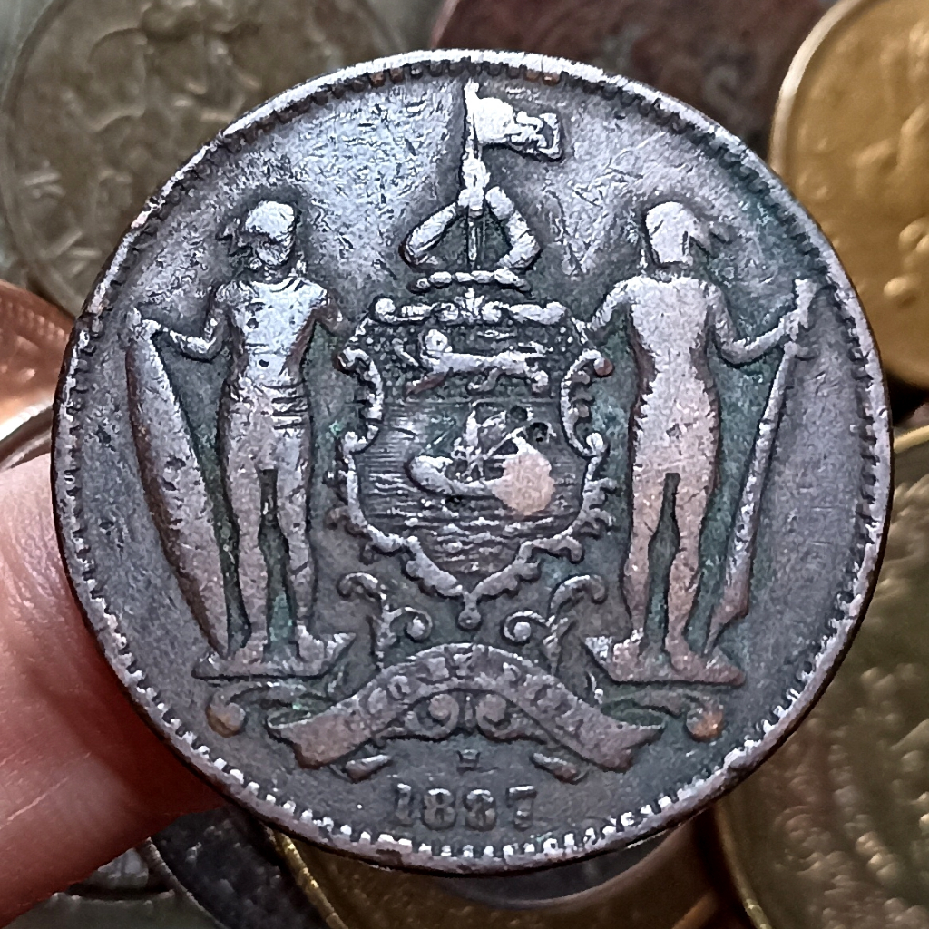 Koin Kuno North Borneo (British Malaysia) 1 Cent Tahun 1887