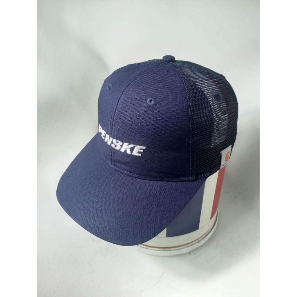 Topi Carhartt x Team Indycar & Nascar PENSKE Brand Blue Canvas Mesh Snapback Hat -  Adjustable Cap