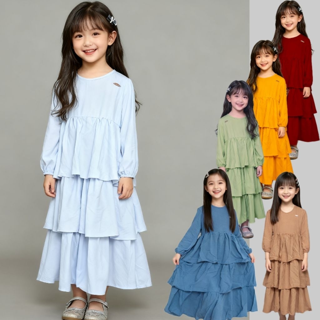 Gamis anak tumpuk canda crinkle putih manasik haji premium crinkle ( gamis tumpuk )