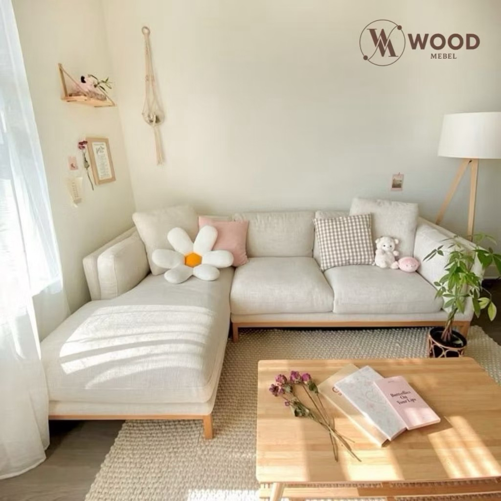 Sofa L sudut - Sofa aesthetic - Sofa Santai - Sofa ruang keluarga - Sofa ruang tv - Sofa ruang tamu