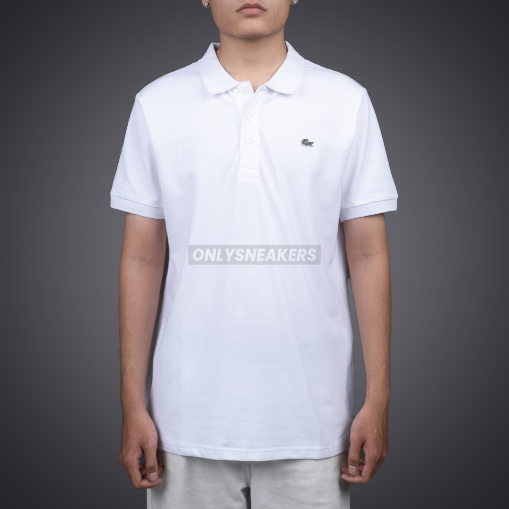 LACOSTE CLASSIC SLIM FIT COTTON PIQUE POLO SHIRT WHITE