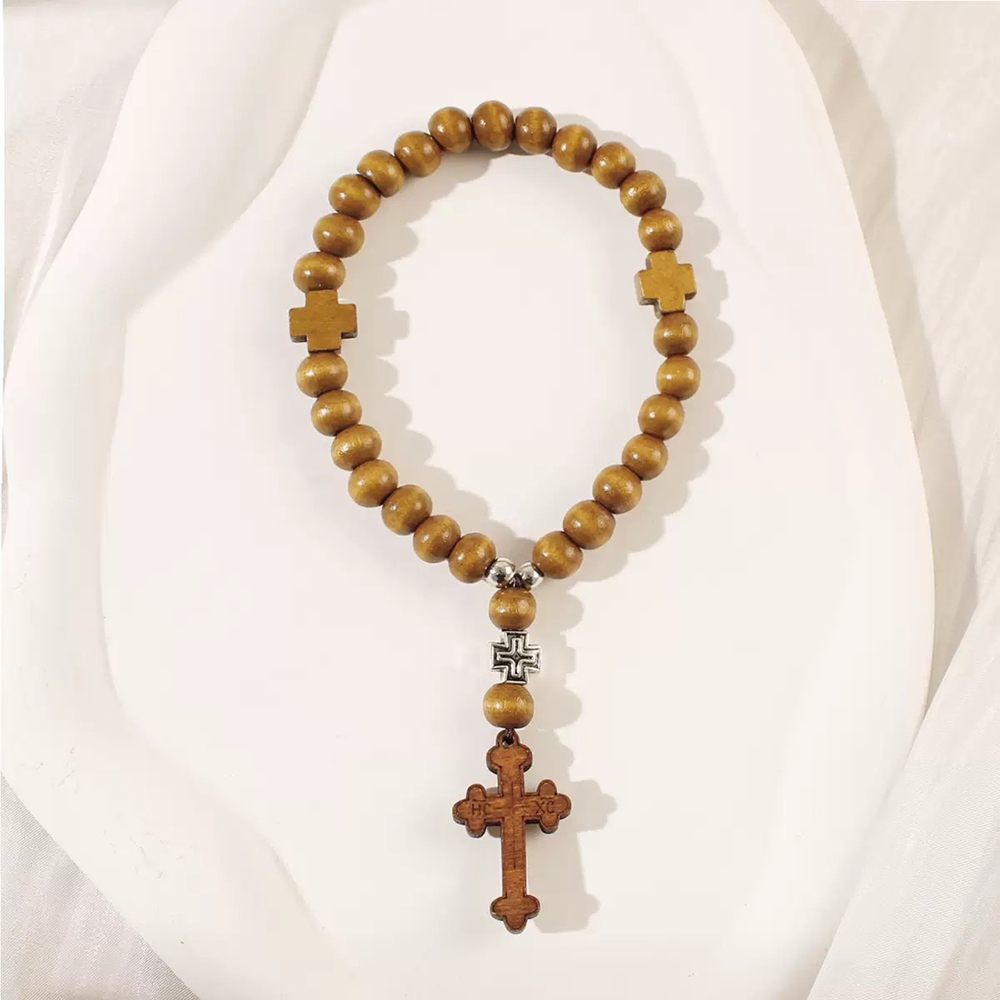 [A+B] Gantungan Mobil Kayu Retro Salib Souvenir Murah Aksesoris Fashion Rohani Katolik