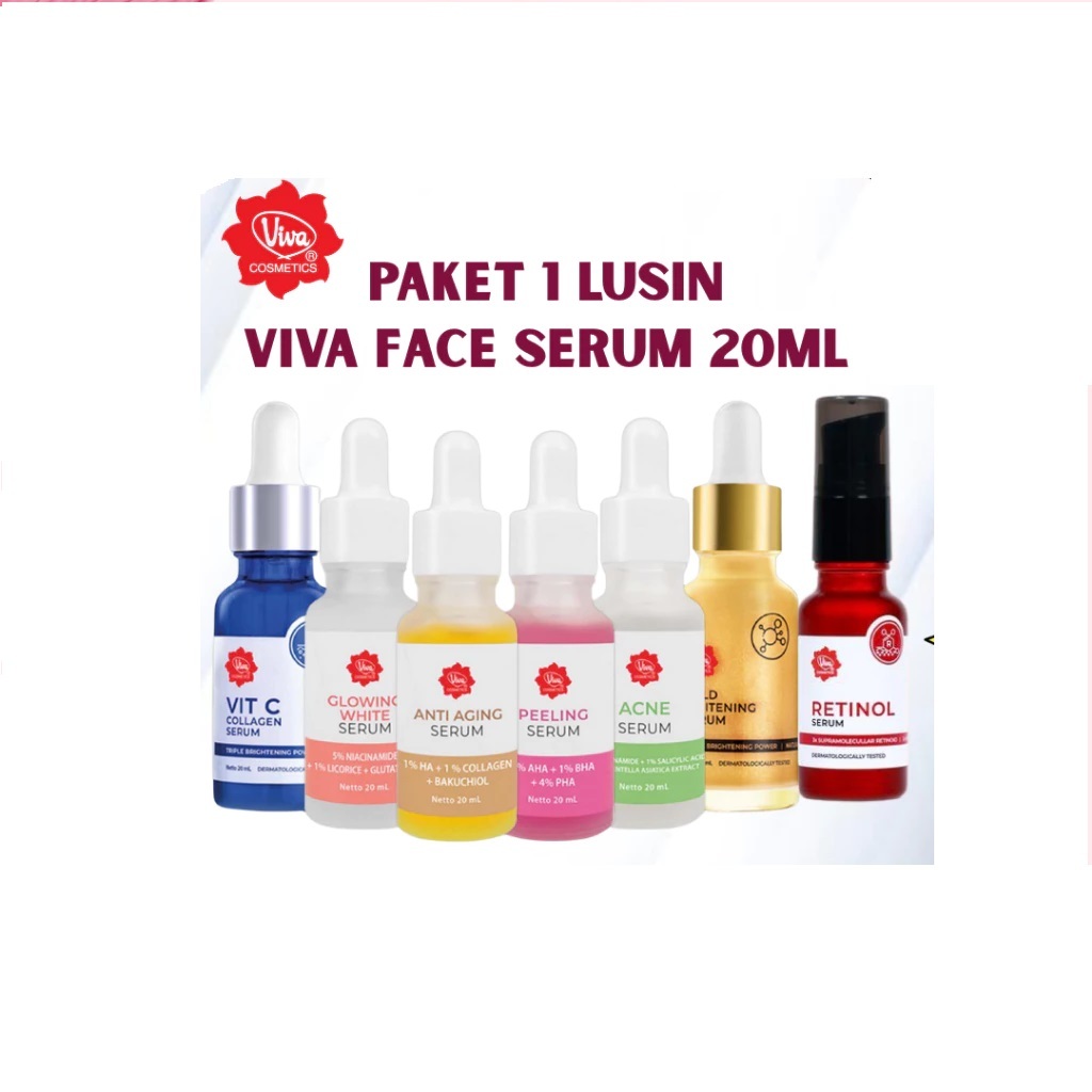VIVA FACE SERUM 20ML RETINOL/PEELING / GLOWING / ACNE / ANTI AGING / V GOLD / VIT C SERUM WAJAH MUKA