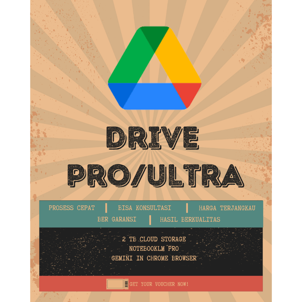 Drive Pro/Ultra - 2 TB Cloud Storage, NotebookLM Pro & Gemini in Chrome Browser