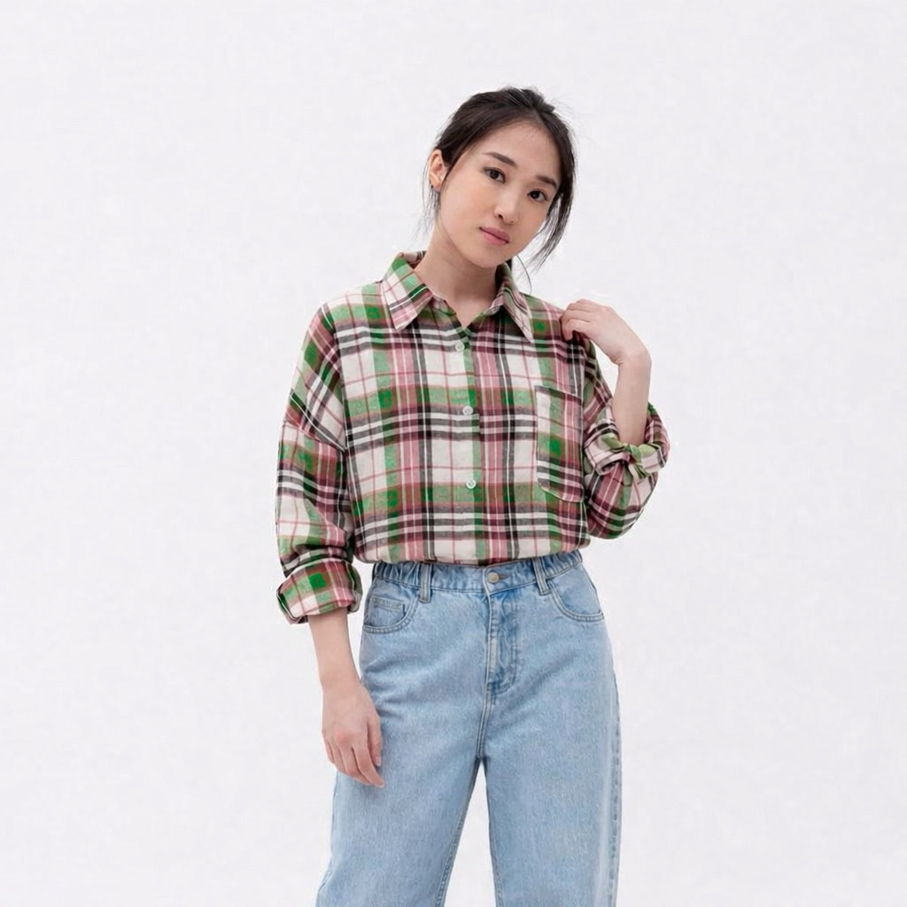 Kemeja Flanel Oversize Wanita | Flannel Korea Oversize