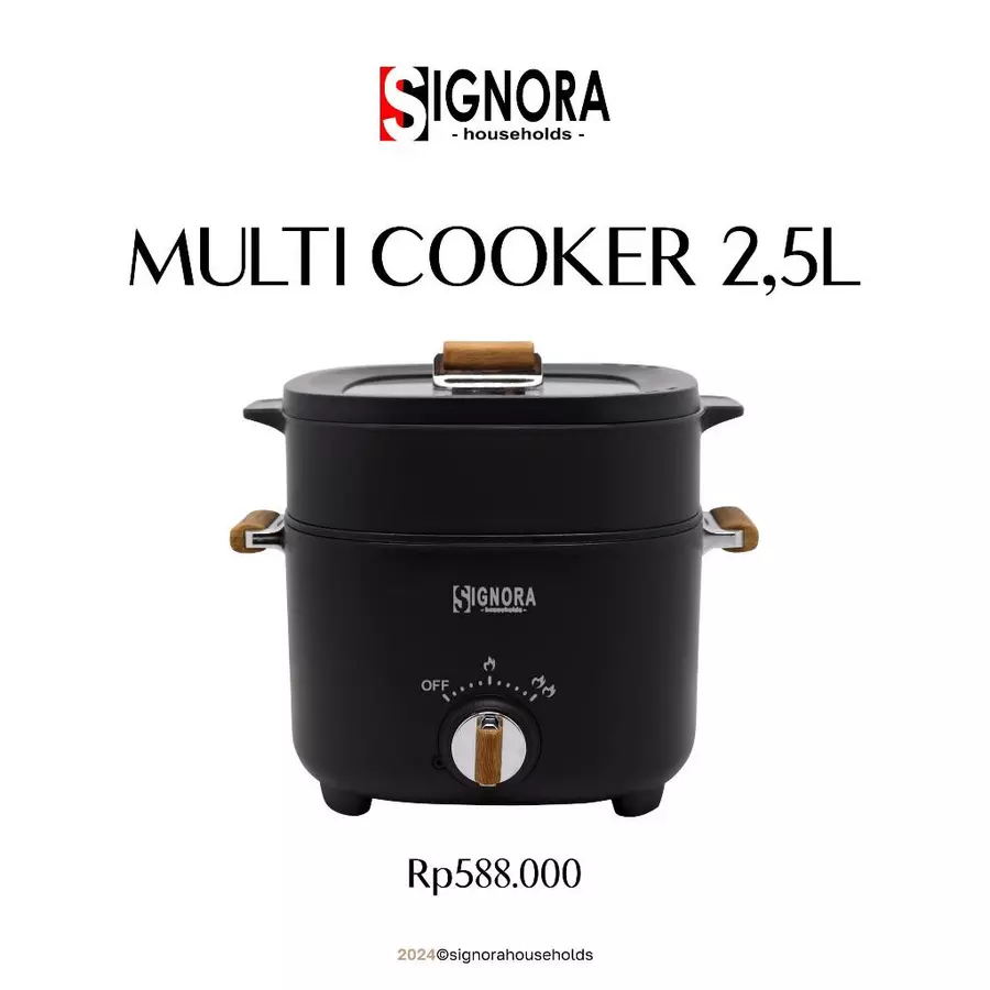 Signora Multi Cooker 2.5L Liter Panci Listrik Serbaguna Multi Cooker 3 In 1