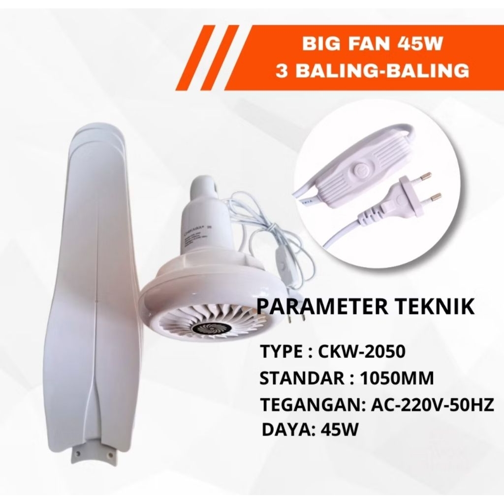 Kipas Angin Gantung Baling baling untuk diatas Ceiling Fan ukuran besar merk CHIKAWA