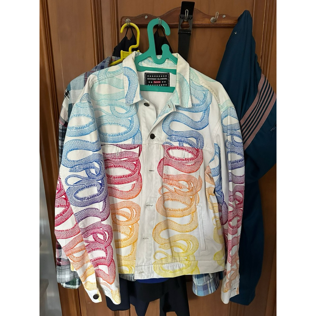 Supreme Hysteric Glamour denim jacket snake skin white multicolor