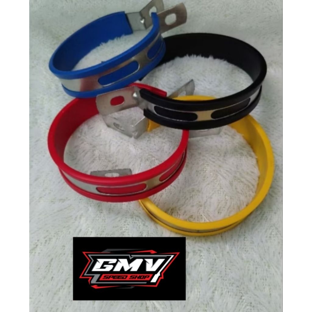 klem knalpot racing ukuran 3.5 inch 4 inch/pangkon kenalpot+karet/ breket