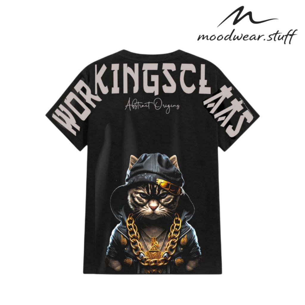 Kaos Distro Pria Streetwear Motif Kucing Hip Hop Sablon Besar Unisex Kaos Pria Kekinian