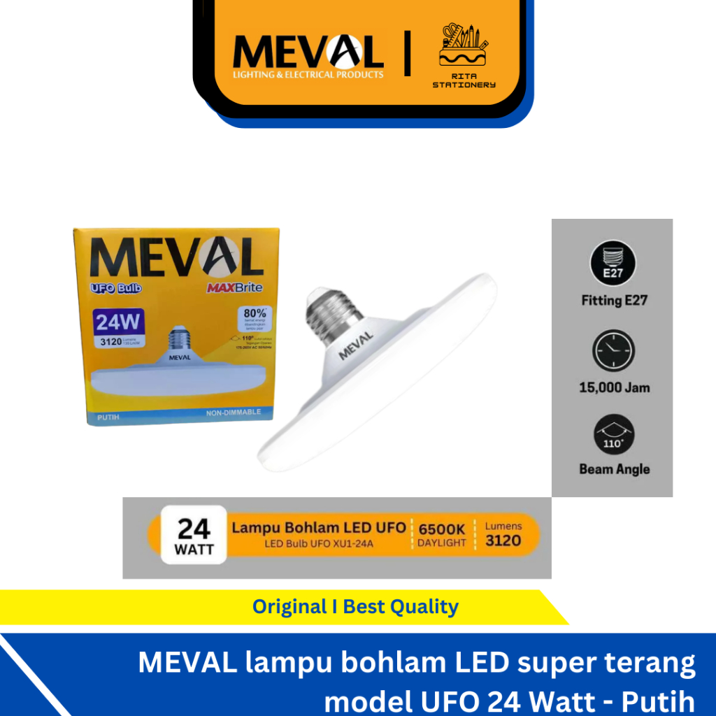 MEVAL lampu bohlam LED super terang model UFO 24 Watt - Putih