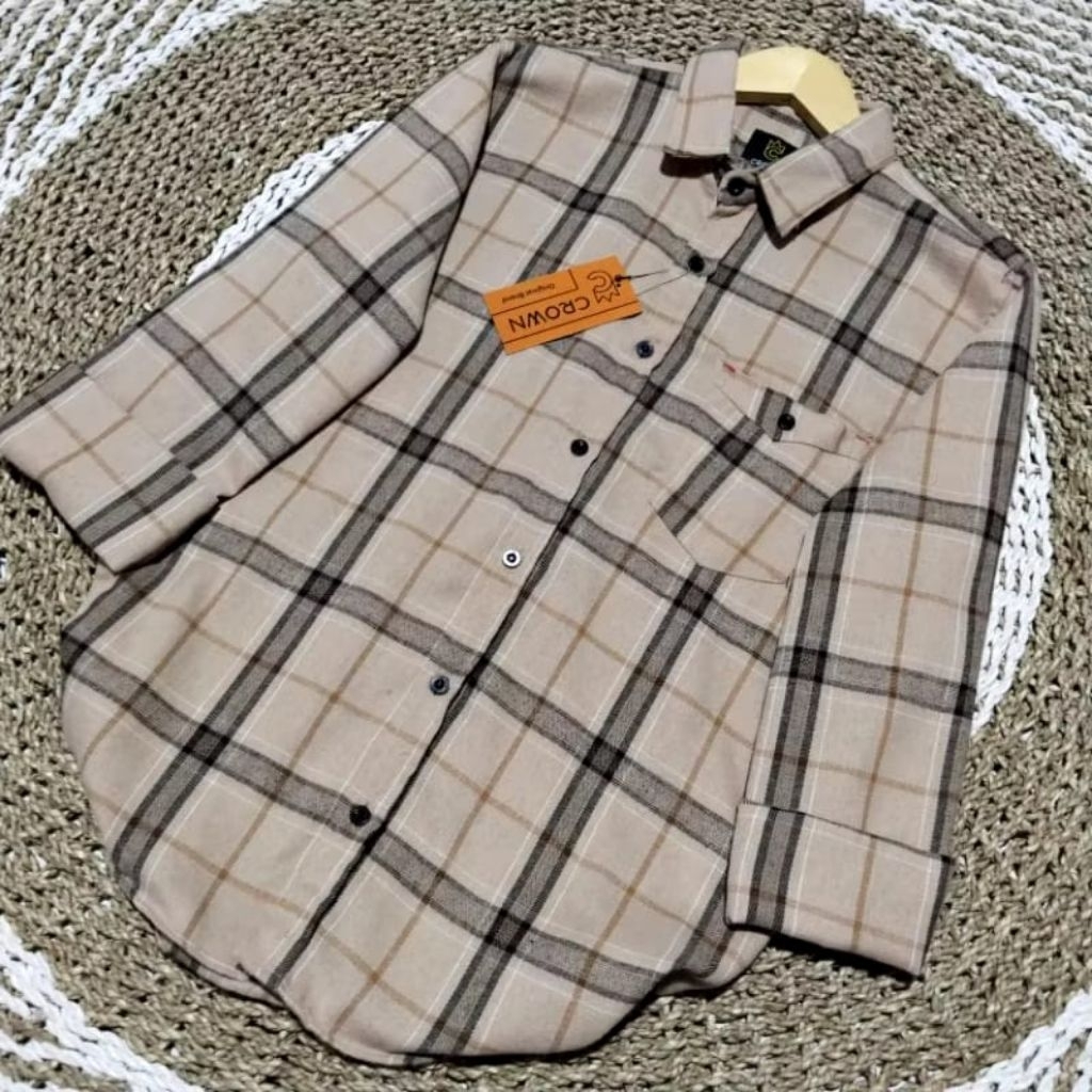 atasan wanita kemeja flanel lengan panjang new