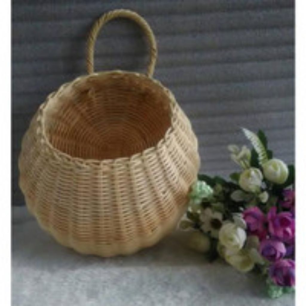 Pot bunga tempel dinding Rotan/ pot keranjang rotan