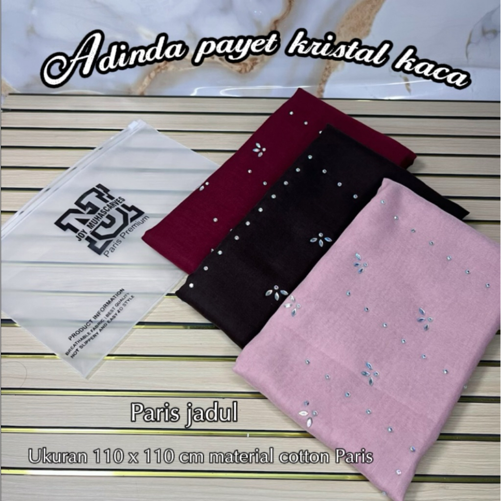 Hijab Segi Empat Payet Swarovski Adinda Premium // Jilbab SegiEmpat Payet Adinda Katun Paris Jilbab 
