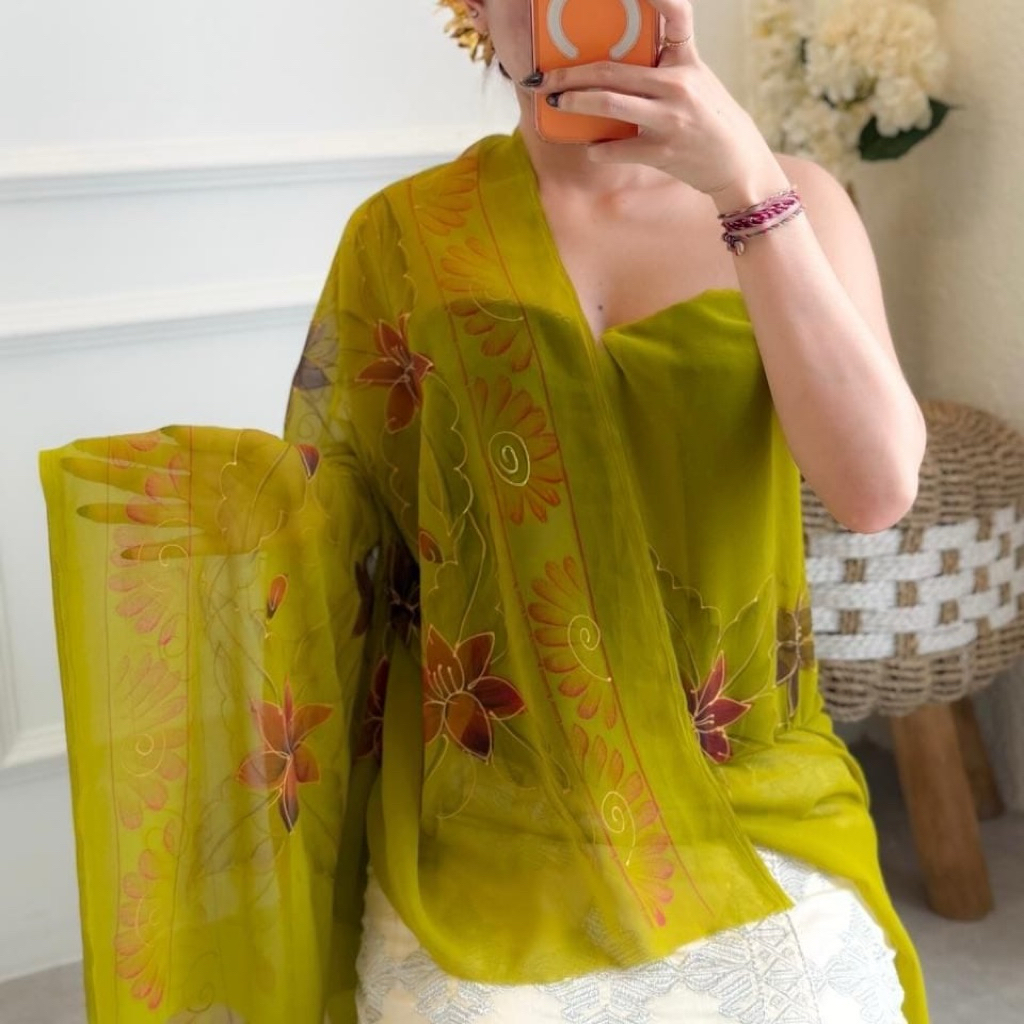 Kain lukis viral || kain lukis bunga prada mas || kebaya lukis || kanabali kebaya