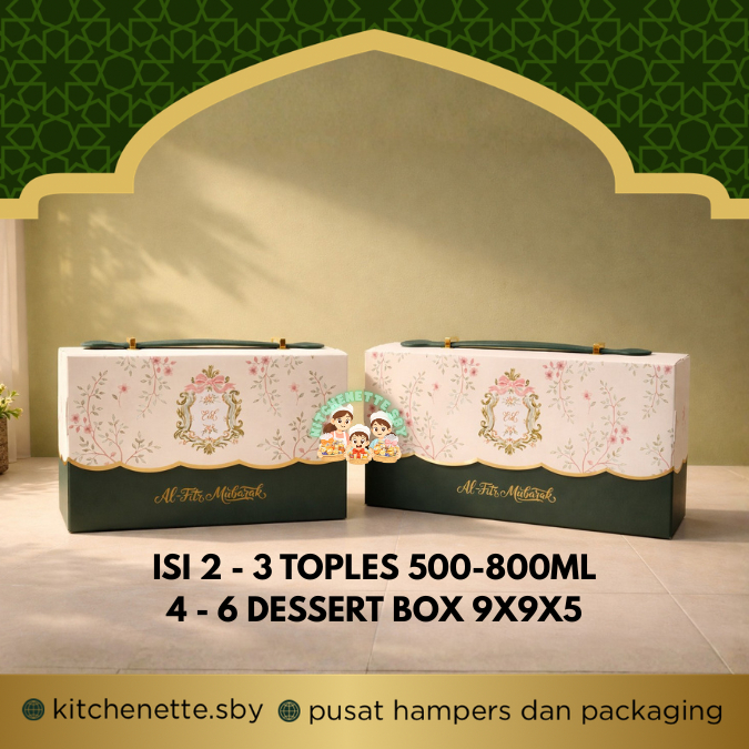BOX LEBARAN TAS FLOWER KOTAK IDUL FITRI DUS KUE KERING ISI 2-3 TOPLES TABUNG MAX 500-800ml dan Tople