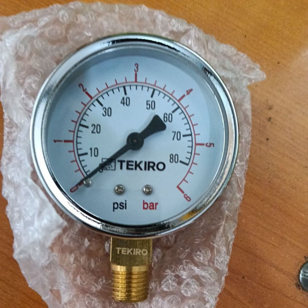 Manometer 6 bar Tekiro Pressure Gauge 6 bar / 80  psi 2-1/2" conn 1/4