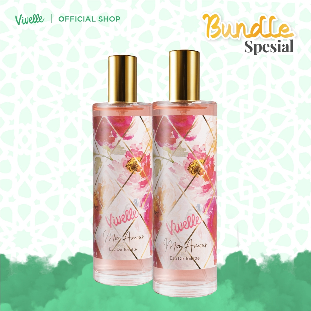 Paket 2 Pcs Vivelle EDT Mon Amour 100 ml - Parfum Wanita - Halal & BPOM - Dapatkan Hadia Gratis
