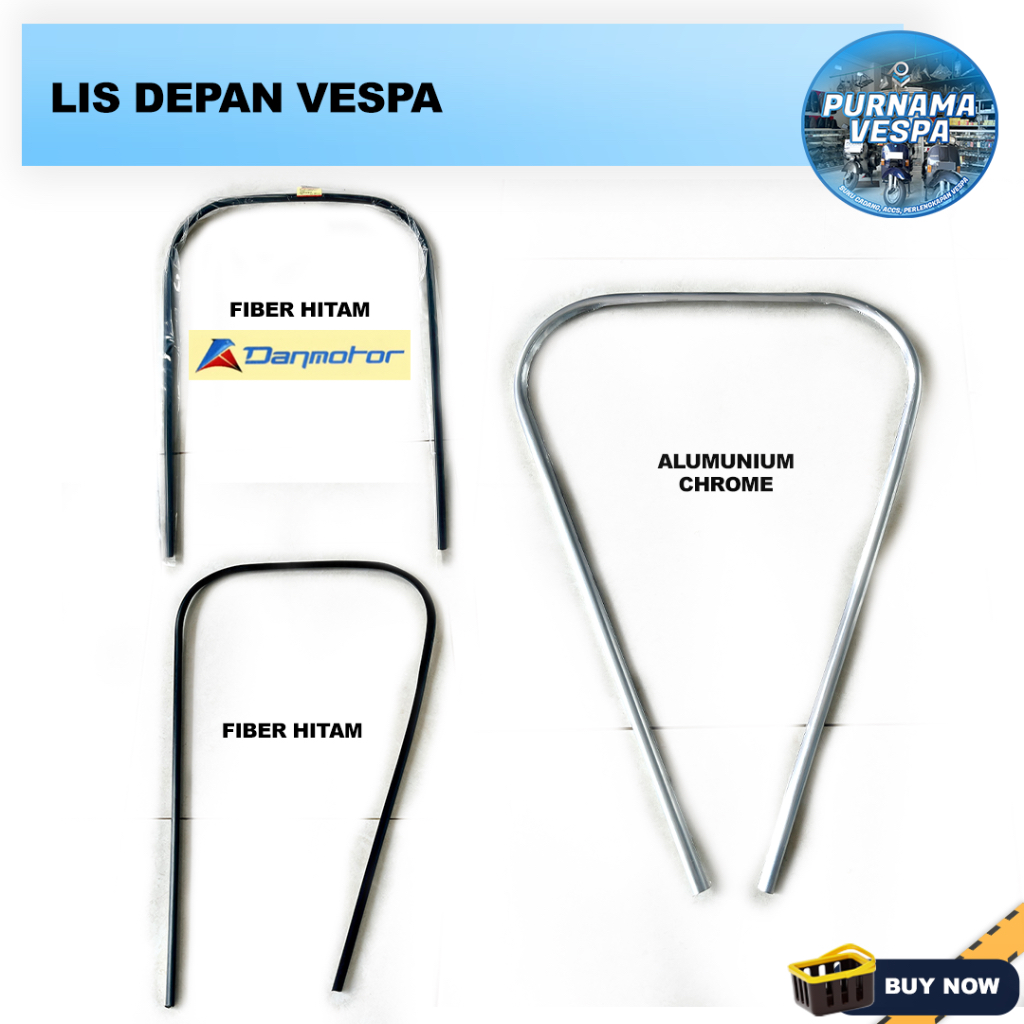 Lis Depan Vespa / Lis Body Vespa (Alumunium, Fiber Hitam)