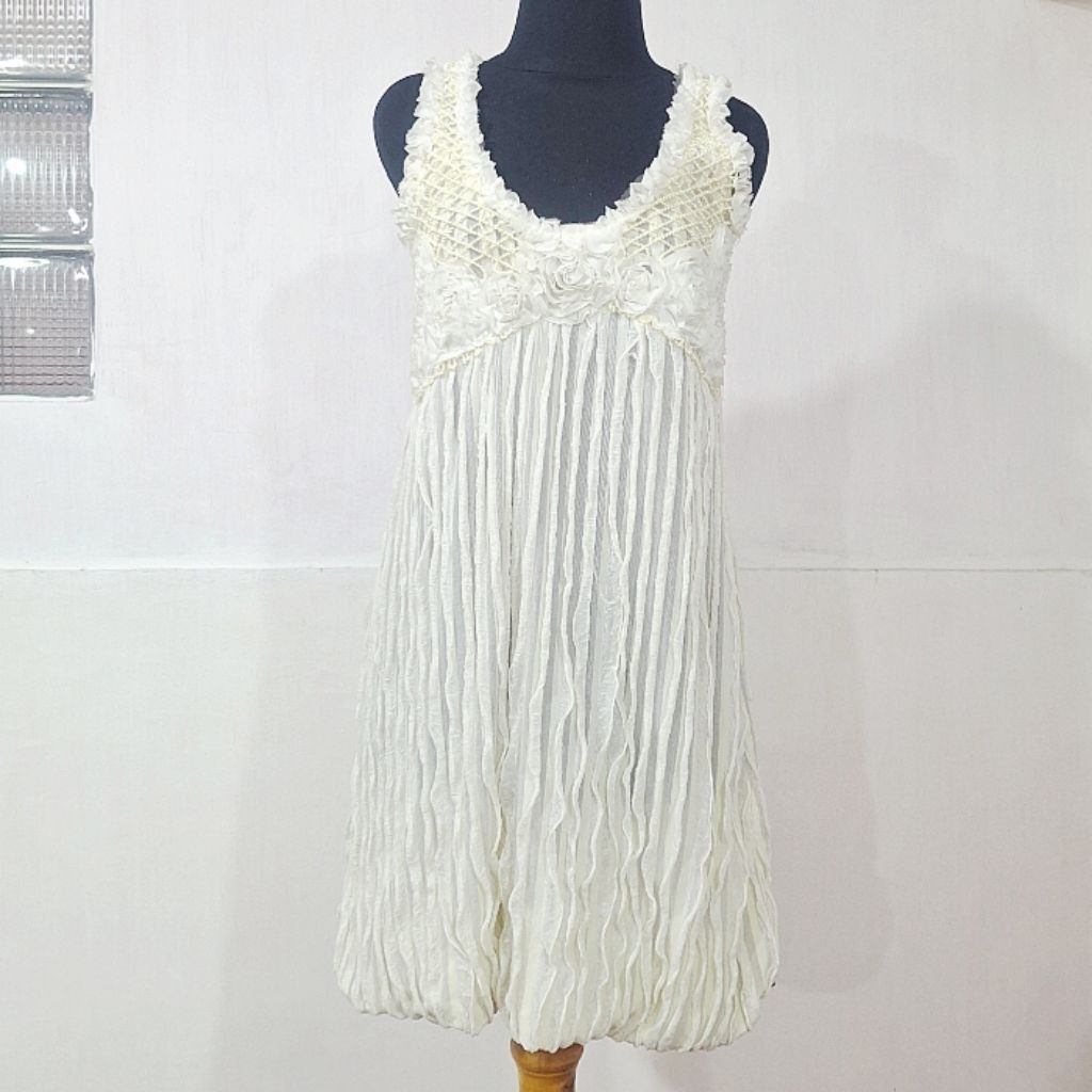 Baju Dress Pesta Putih Brokat (Preloved/bekas)