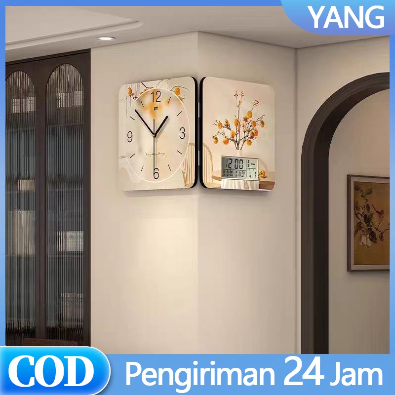 Jam Dinding Sudut Minimalis Modern Jam Senyap Untuk Ruang Tamu Lorong Masuk