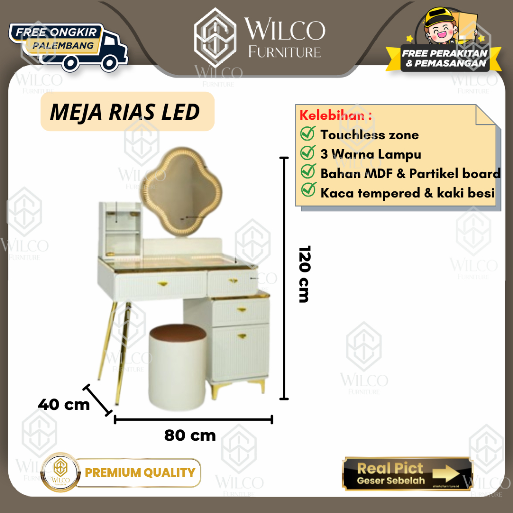 Meja Rias LED Minimalis | Meja Rias Lampu LED Modern Mewah